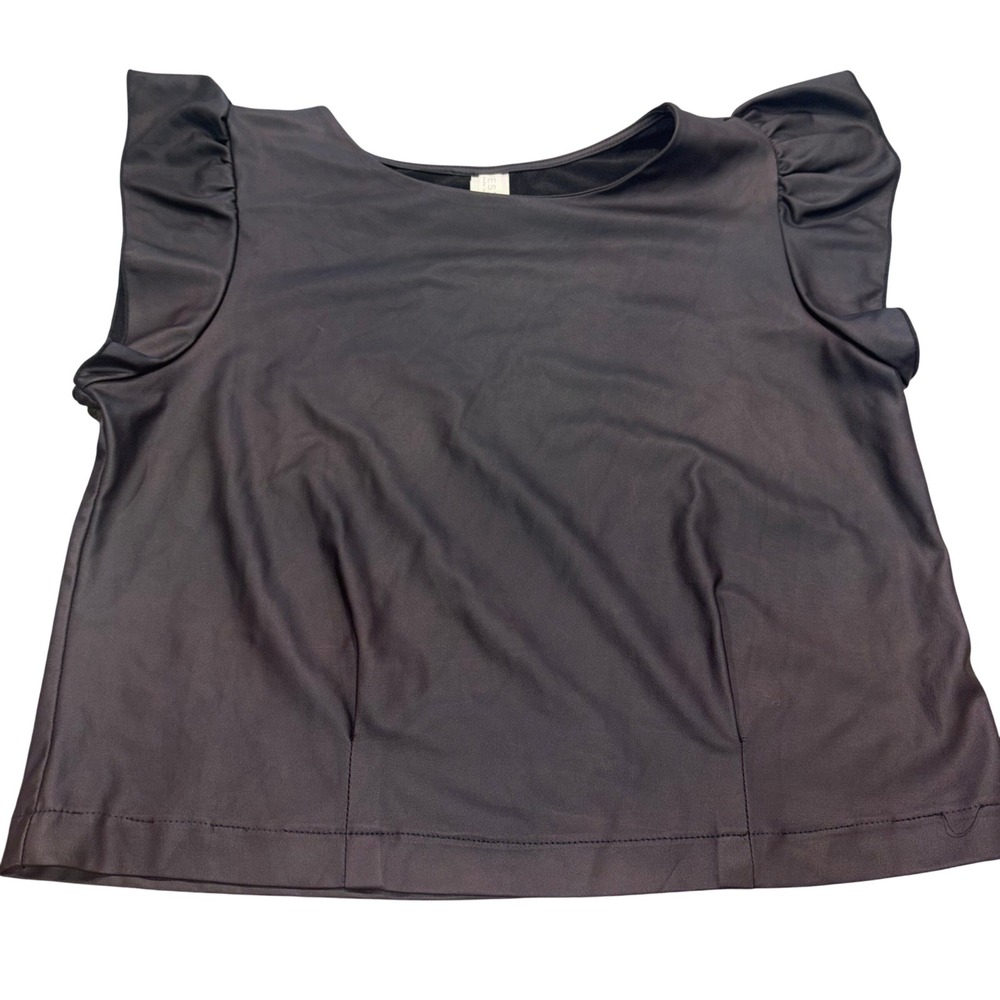 Grunge Rocker West Moon Top Womens L Black Ruffle Sleeve‎ Made in USA